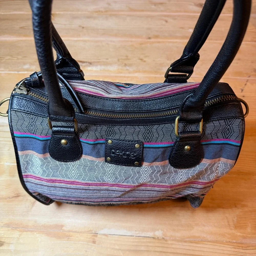 Dakine Gulfstream 13L Satchel‎ Bag Striped Woven Textile Black Faux Leather Trim